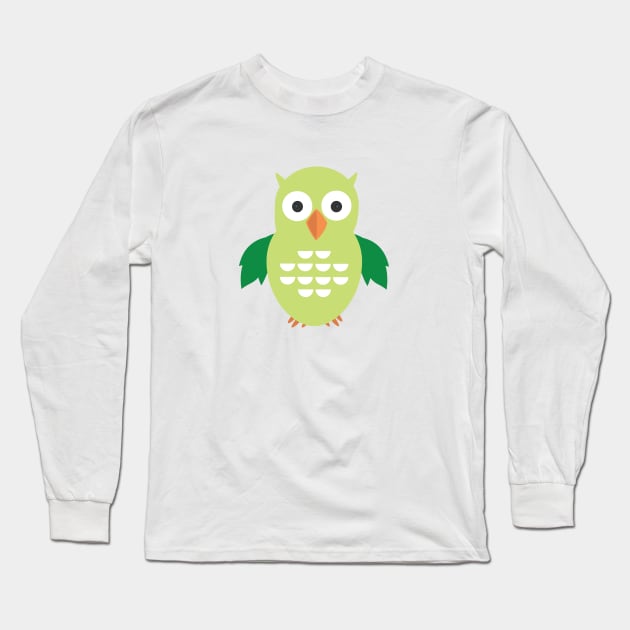 Green & Green Owl Long Sleeve T-Shirt by adamzworld